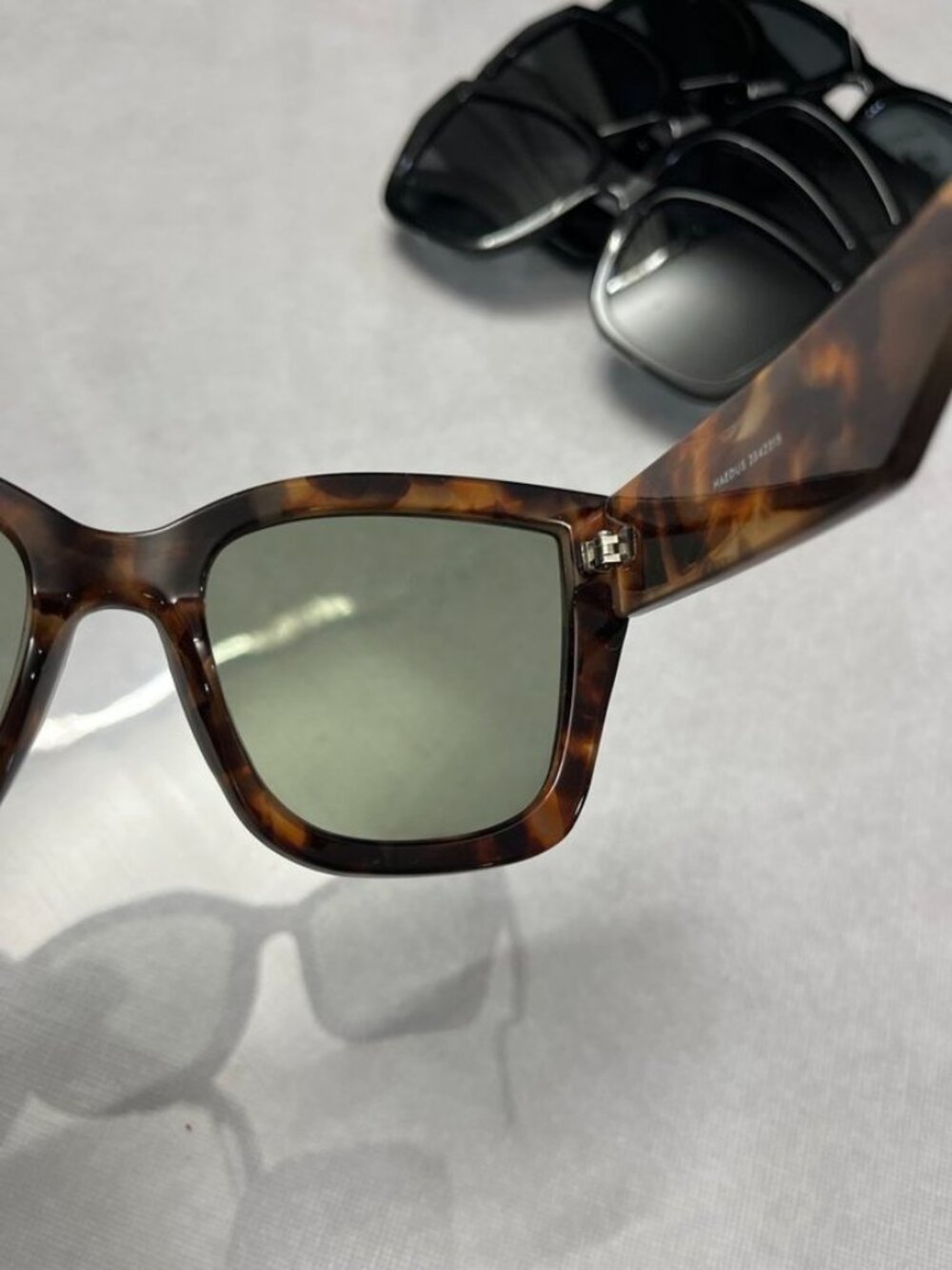 AIRE Haedus Square Sunglasses Brown Tortoise Frame Green Lens - Picture 9 of 11